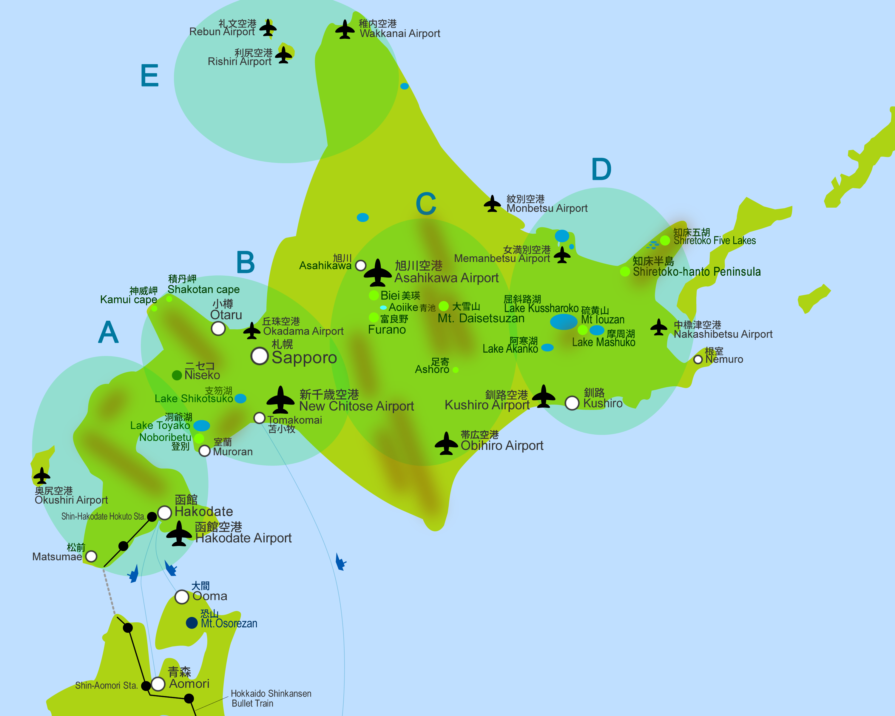 Hokkaido Tourist Attraction Map